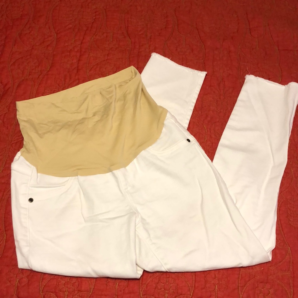 Maternity white jeans